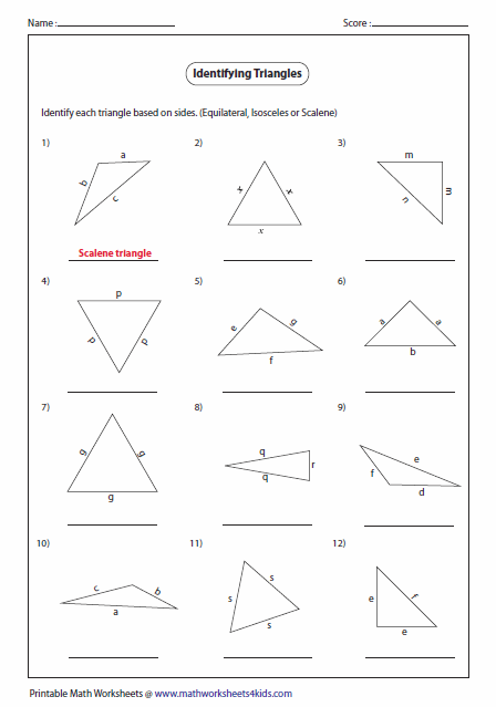 Classifying Triangles Worksheet