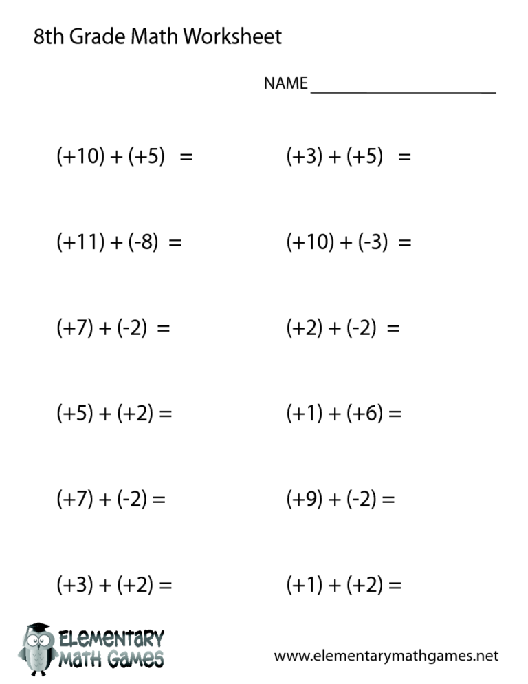 Algebra Worksheets Printable