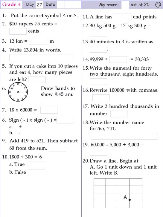 Mental Maths For Class 4 Online