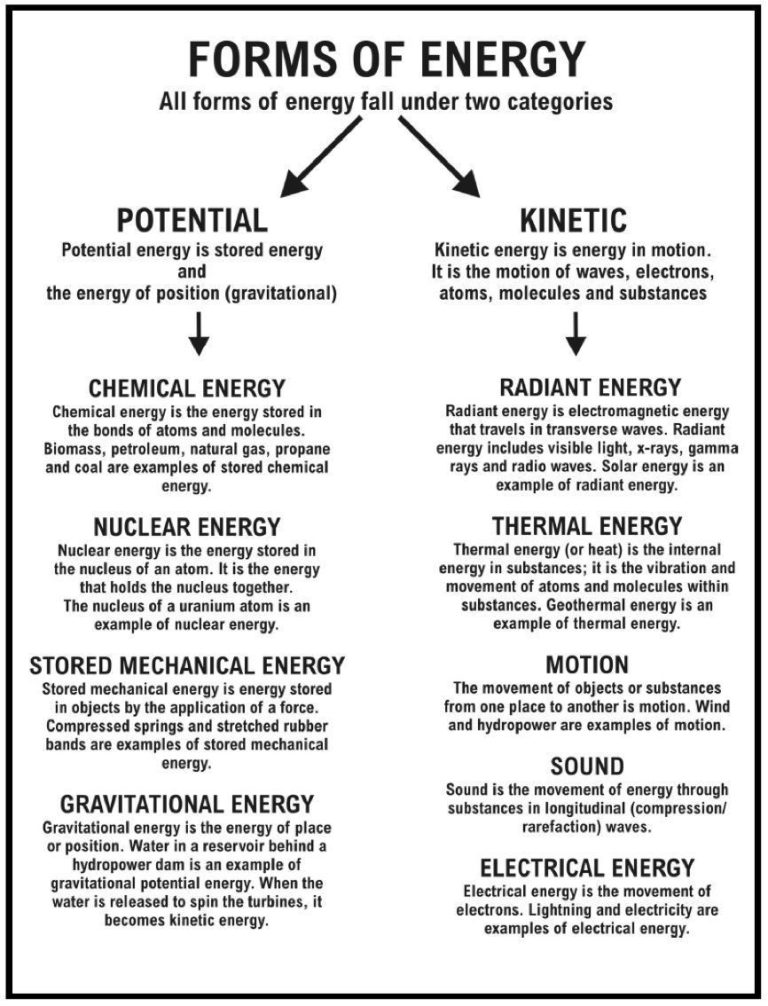 Potential And Kinetic Energy Worksheet Elementary