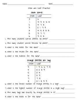 Stem And Leaf Plot Worksheet Pdf