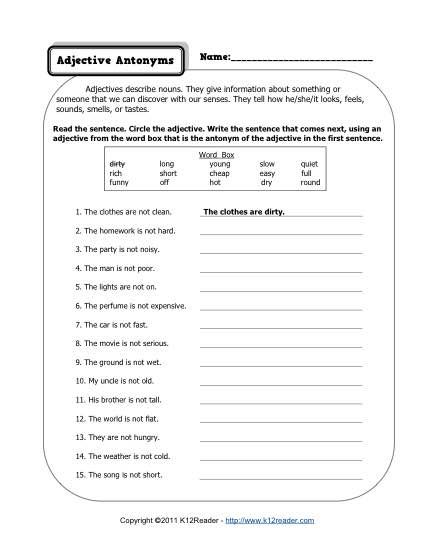 Adjectives Worksheets For Grade 3