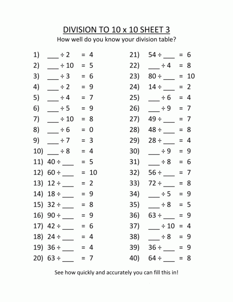 Third Grade Division Worksheets Grade 3 Pdf