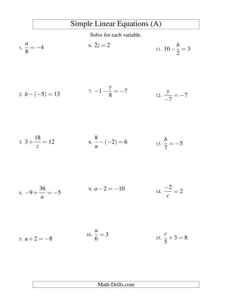 Literal Equations Worksheet Algebra 1