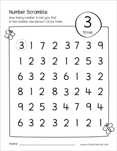 Number 3 Worksheets For Pre K