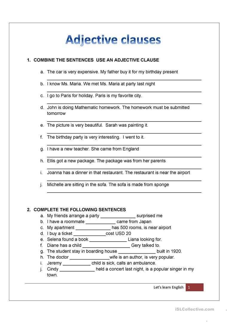 Adverb Clause Worksheet Pdf