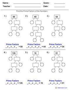 Prime Factorization Worksheet Free