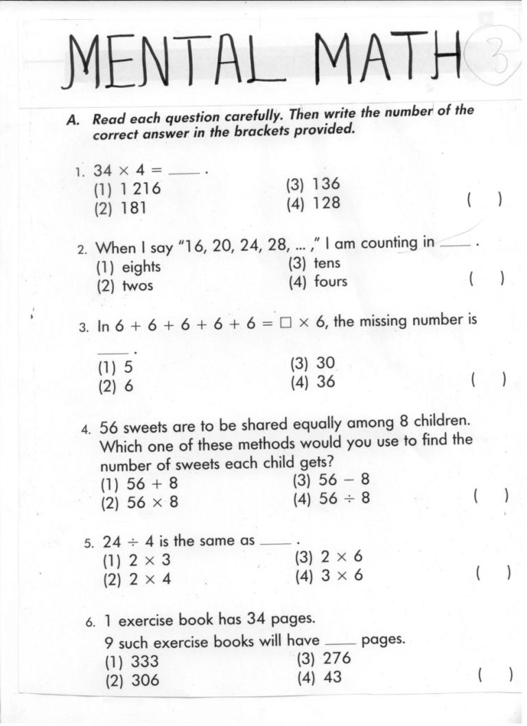 Maths Worksheet For Class 3 In Hindi Medium