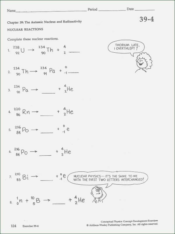 Nuclear Decay Worksheet Key