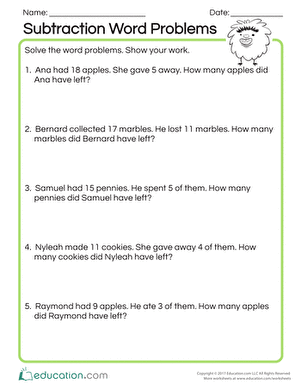 Mixed Addition And Subtraction Word Problems For Grade 1