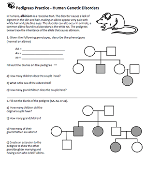 Biology Pedigree Charts Worksheet