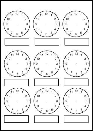 Printable Blank Clock Worksheets