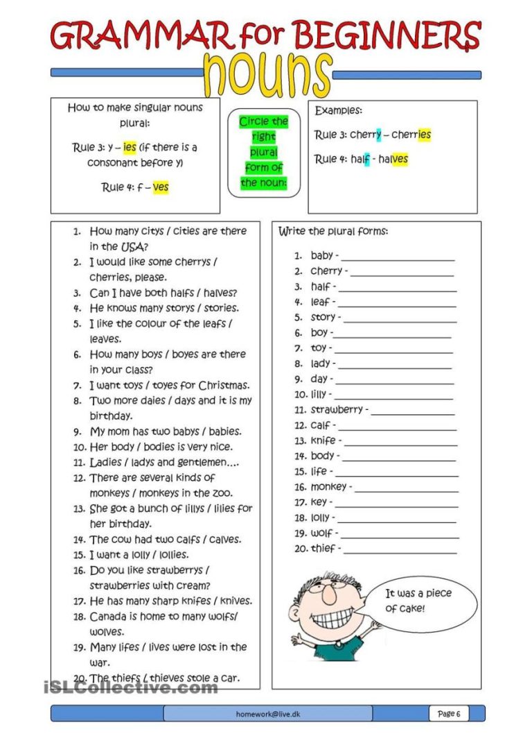 English Sheets For Beginners