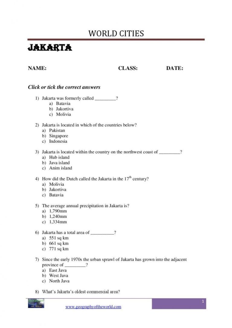 Geography Worksheets Pdf