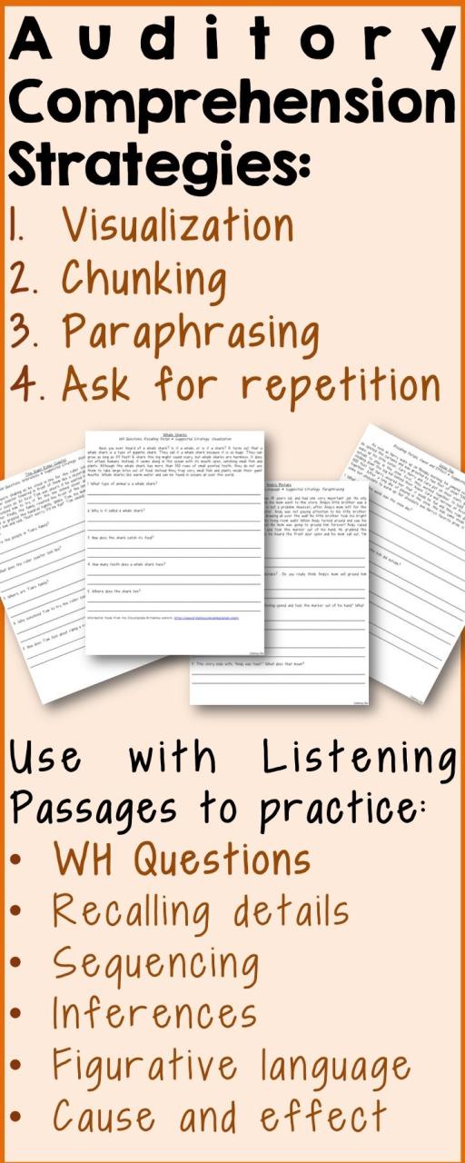 Auditory Comprehension Listening Comprehension Activities