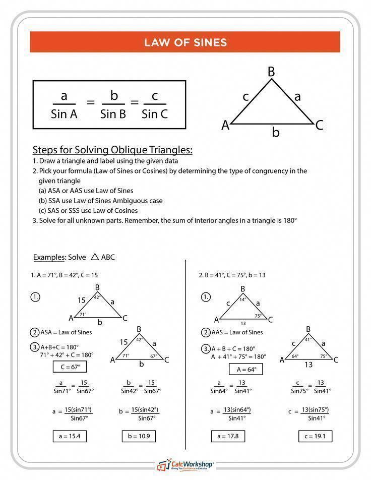 Law Of Sines Worksheet