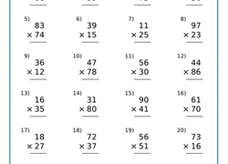 Math Problems For 4th Graders Multiplication