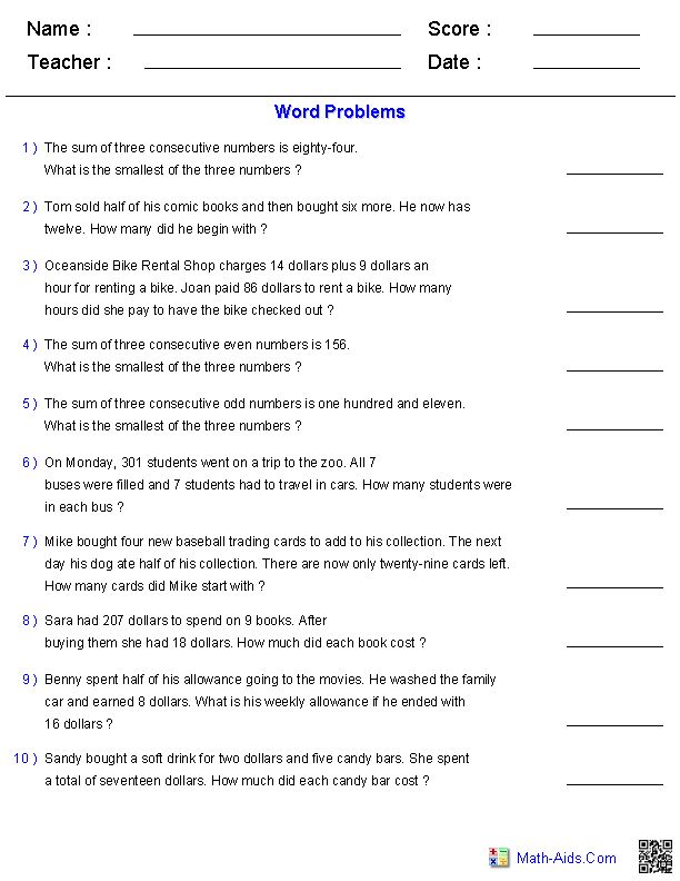 Pdf 6th Grade Algebra Word Problems Worksheet