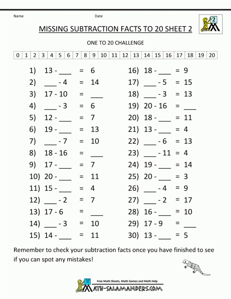 Math Worksheets For Grade 2 Subtraction