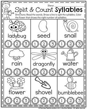 Syllables Worksheet First Grade