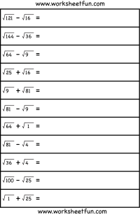 Square Root Worksheets For Grade 4
