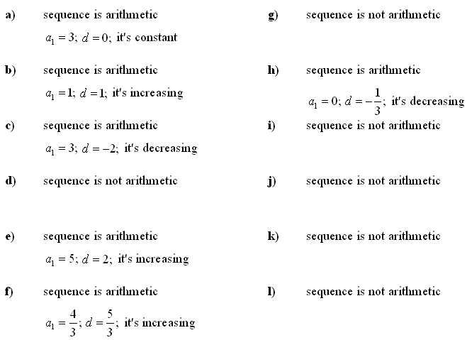 Arithmetic Sequence Worksheet 1 Answers