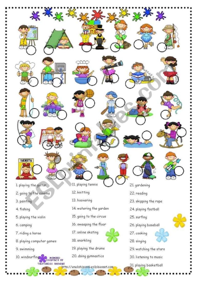 Spanish Free Time Activities Worksheet