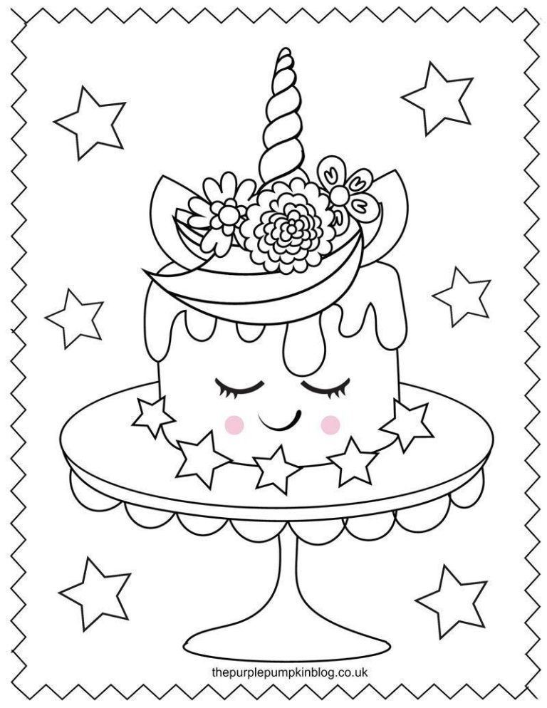 Unicorn Cake Coloring Pages