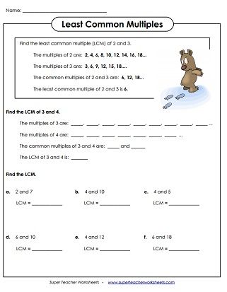 Least Common Multiple Worksheets With Answer Key Pdf