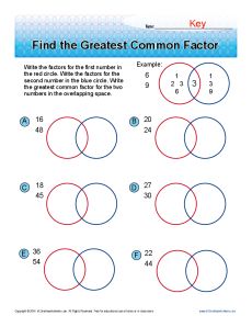 Greatest Common Factor Worksheets 6th Grade