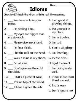 Idioms Worksheets Pdf