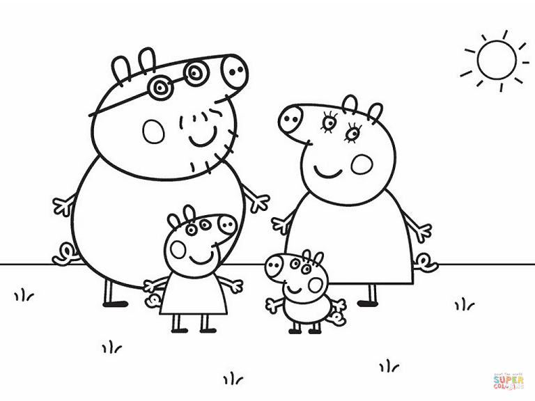 Peppa Pig Coloring Pages Family