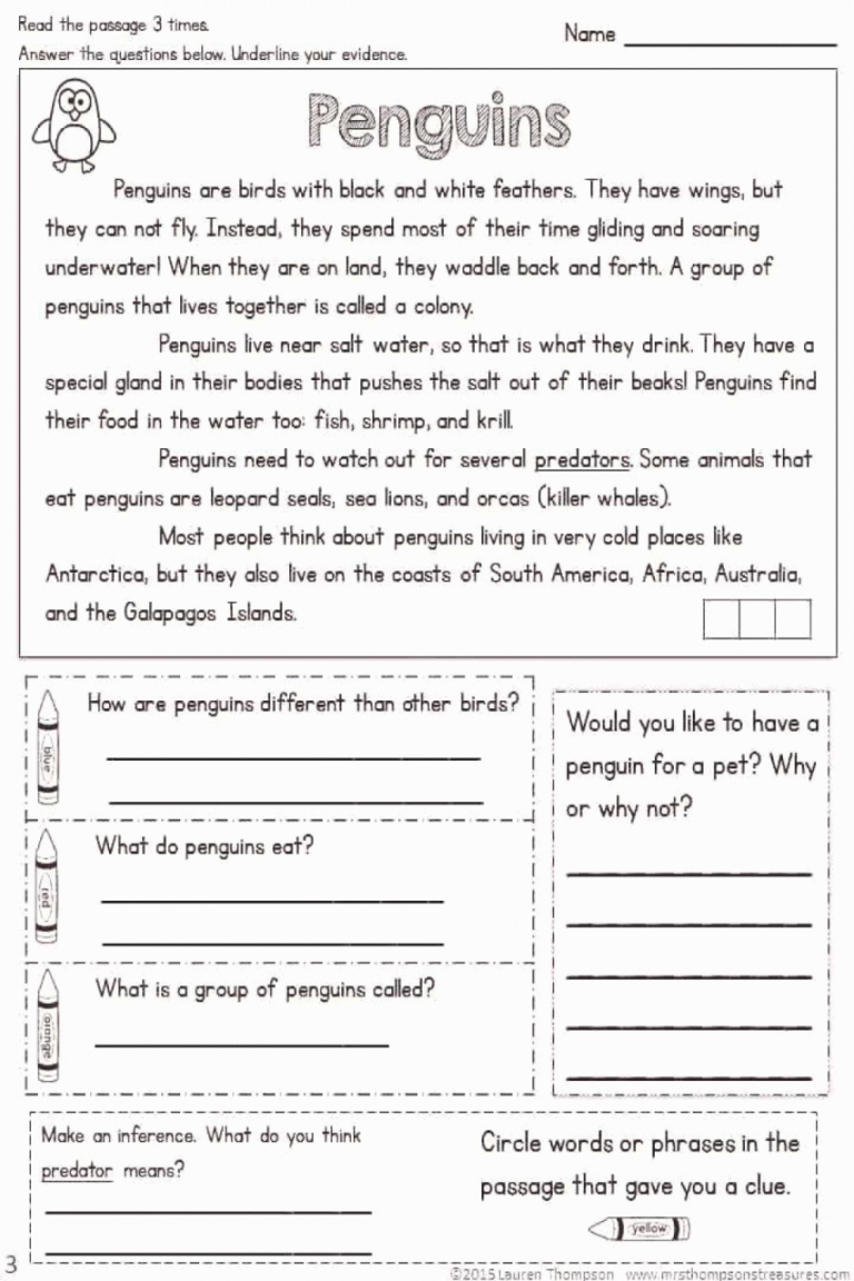 Second Grade 2nd Grade Reading Comprehension Worksheets Multiple Choice