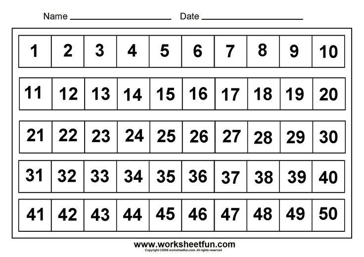 Number Sheet 1-50