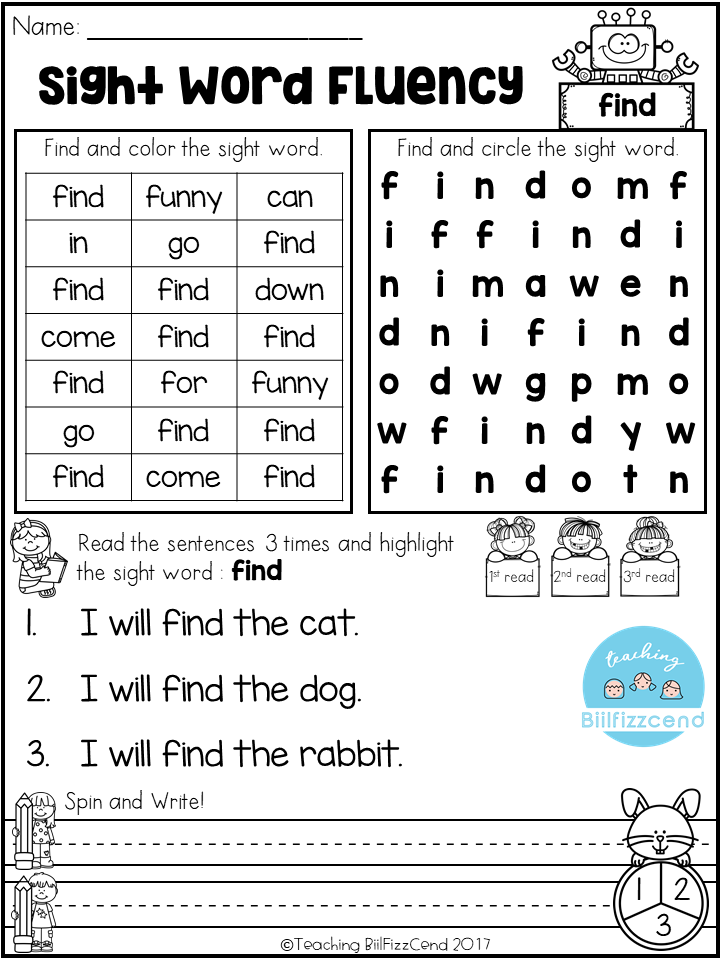 Sight Word Free 1st Grade Worksheets