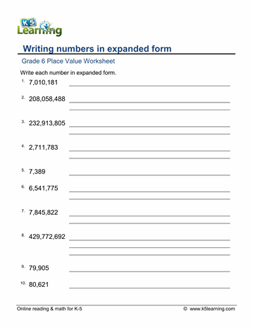 Expanded Notation Worksheets Pdf