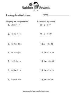 Free Pre Algebra Worksheets