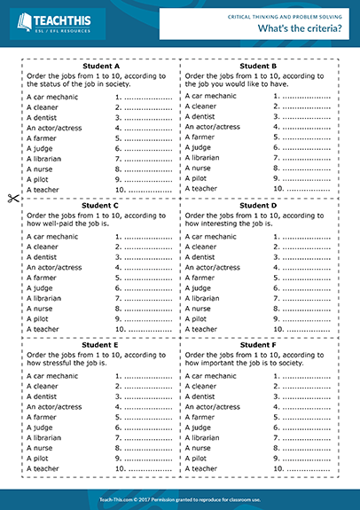 Critical Thinking Worksheets For 6th Grade Pdf