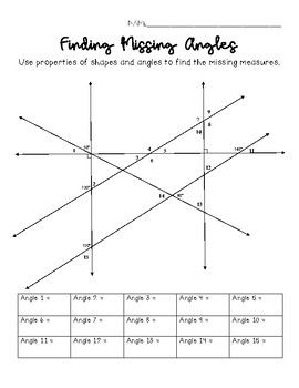 Parallel Lines And Transversals Worksheet Find The Measure Of The Missing Angles