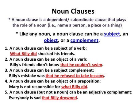 Noun Clause Worksheet Pdf