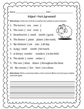 Subject And Predicate Worksheet 2nd Grade