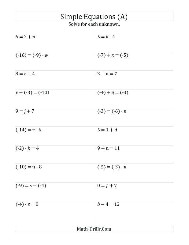 Grade Solving For A Variable Worksheet