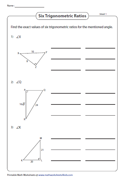 Trigonometry Worksheets Grade 10