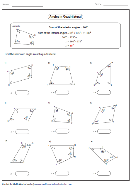 7th Grade Interior And Exterior Angles Worksheet