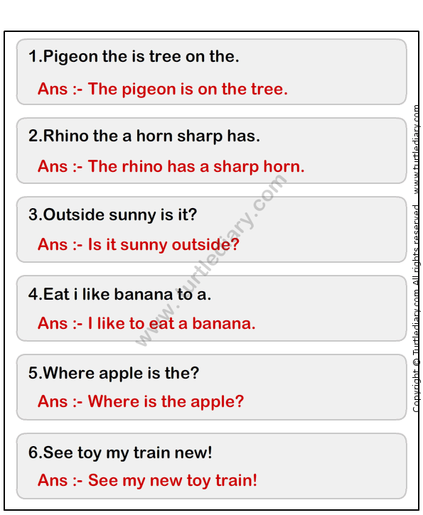 Simple Sentences For Grade 1 Worksheet