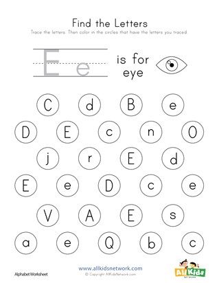 Letter Recognition Worksheets E