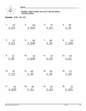 Decimal Multiplication Worksheet Pdf