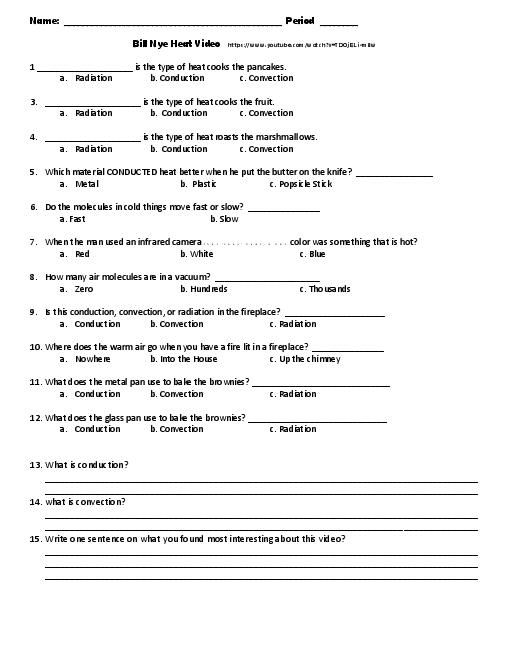 Conduction Convection Radiation Worksheet Pdf With Answers