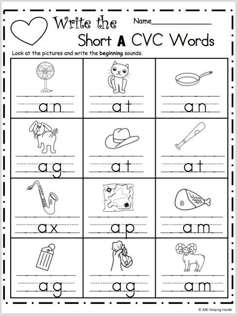 Cvc Words Worksheets With Pictures