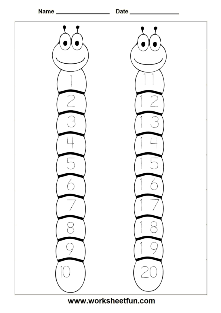 Preschool Number Worksheets 1-20